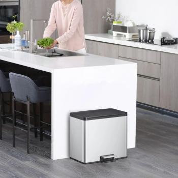 EKO Bote de basura con pedal Essential 2x15 L Plata mate