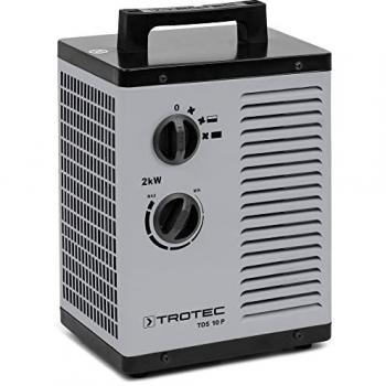 TROTEC Soplador calefactor de cerámica TDS 10 P, Calefactor cerámico de 2.000 Watt (2 kW), con termostato integrado y dos etapas de calentamiento