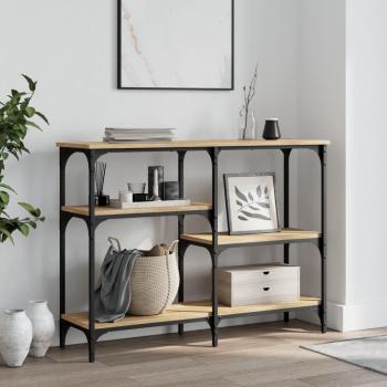 Mesa consola Sonoma de roble 102x29x75 cm madera multicapa y madera de ingeniería en color marrón