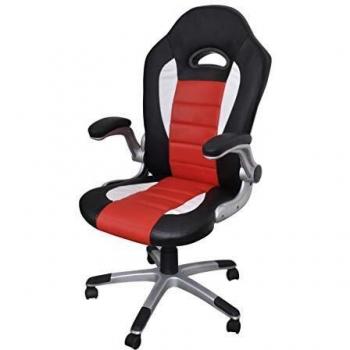 vidaXL Silla de Oficina de Cuero Diseño Moderno Rojo
