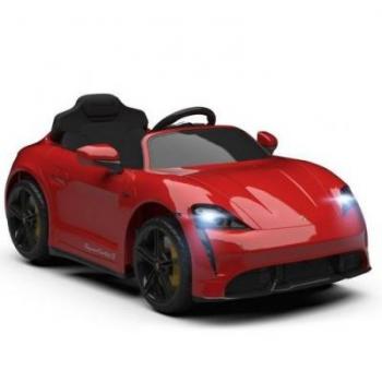 Coche Porsche Taycan Rojo 12V para Niños con Luces LED y Control Remoto