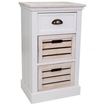 Sinfonier de Madera Blanco Wanderlust Deco 40x30x68h cm con 3 cajones de estilo Romántico