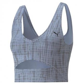 Top Puma Studio AOP Crop Mujer - Color: Azul Gris, Talla: XL, Tipo de producto: Top Corto de Training Estampado