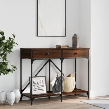 Mesa consola de madera de ingeniería 100x39x78,5 cm en colores Negro, Roble ahumado y Gris sonoma - Mueble recibidor para salón y entrada
