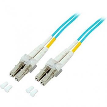 Cable de Fibra Óptica Duplex LC-LC OM3 50/125µm 1 metro LSZH Halógeno Libre Aqua