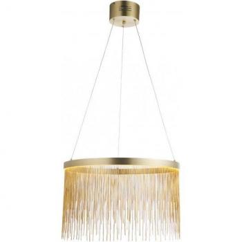 Lámpara colgante Zelma 1 bombilla Acero Placa latón satinado Efecto oro Cadena de oro fino Efecto cascada Latón satinado Blanco cálido