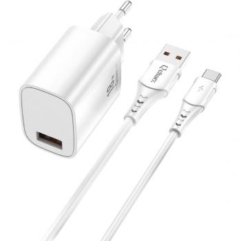 Kit Cargador Rápido Qcharx Artemisia 18W 3A con Cable USB Tipo-C Blanco