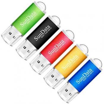 SunData Memorias USB 5 Piezas 32GB PenDrives 32GB Unidad Flash USB2.0 Pen Drive con Luz LED