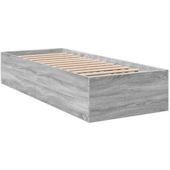 Estructura de cama individual de madera de ingeniería gris Sonoma 100x200 cm, muebles de dormitorio, cama de panel, somier