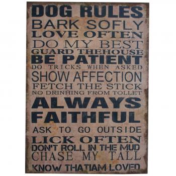 Lo + deModa Dog Rules Cuadro, Lino,, 70 x 50 x 0.76 cm