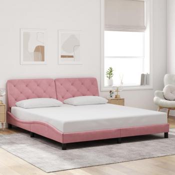 Cabecero de terciopelo rosa 180x200 cm con estructura de cama Vidaxl Rosa