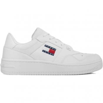 Chic Contrast Lace-Up Sneakers - EU42/US9, Tommy Hilfiger, Sneakers, male, White, Size: 9 US, White Leather Printed Sneakers Rubber Sole