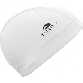 Gorro de piscina Turbo de lycra con banda ancha blanca