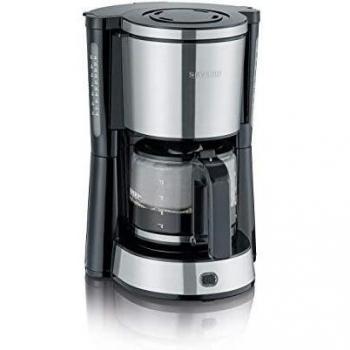 SEVERIN KA 4822 Cafetera Type para filtros de Café Molido, 10 tazas incluye jarra de cristal, acero inoxidable/negro