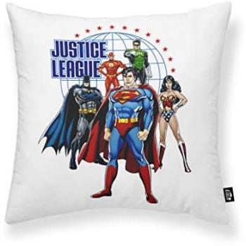 Funda de cojín 100% algodón Justice League Justice Team A Blanco Multicolor 45 x 45 cm