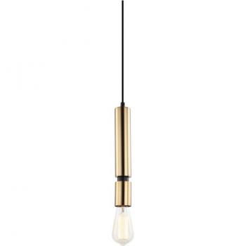 Lámpara colgante moderna Torla Negro - Lámpara colgante moderna negra 1 luz con pantalla de latón, regulable E27