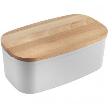 Caja de Pan 2 en 1 con Tapa Invertible de Madera de Haya