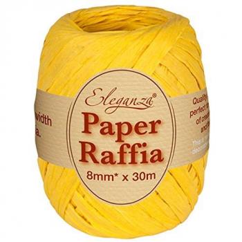 Eleganza 8 mm x 30 m bobinas de Rafia Rango de medición de o para Hacer Manualidades y de Regalo, No. 11 Amarillo