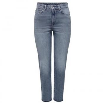 Only Emily High-Waisted Stretch Straight Jeans - Light Blue Grey