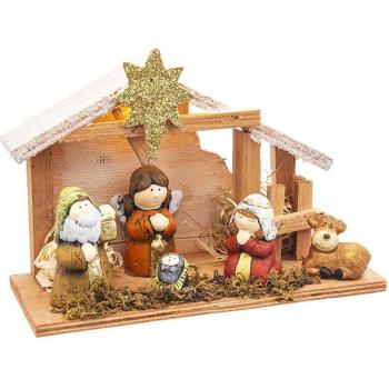 Portal de Navidad con luz y 5 Figuras Multicolor