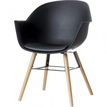 Silla Wiseman de Plástico con Cojín, Set de 2, Color Negro