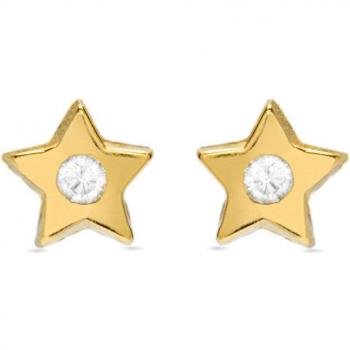 Pendientes Estrellita de Plata de Ley 925 con Circonita Brillante y baño de oro amarillo