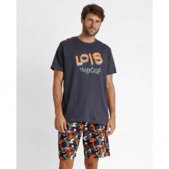 Pijama Manga Corta Suspicious Gris para Hombre de Lois Jeans