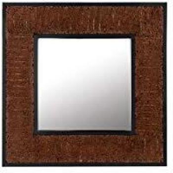 Espejo de Pared Decorativo 60 x 60 cm Madera Oscura Teca Estilo Rústico Boise