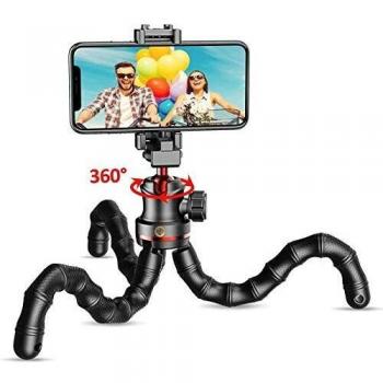 Cocoda Tripode para Movil, Flexible Palo Selfie, Mini Tripode Portátil con Obturador Remoto Bluetooth Compatible con iPhone SE / 11 Pro MAX/XS/XR, Samsung Galaxy S20 / S10, Cámara, GoPro