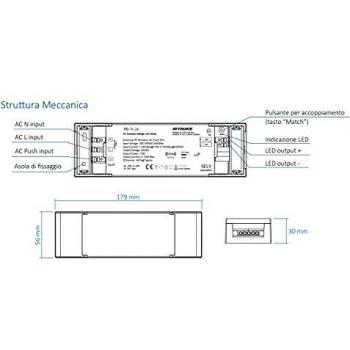 Alimentador Dimmerizable 12V 75W con Pulsante N.O. y Control Remoto RF 2.4G para Tiras LED