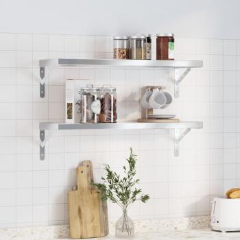 Estantes de pared vidaXL 2 uds acero inoxidable plateado 75x23,5x3 cm mueble de almacenaje estantería para oficina estudio dormitorio