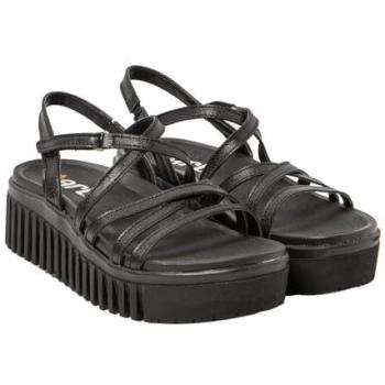 Sandalias de cuña metalizadas negras para mujer Art 1576F, altura de 3 a 5 cm, Casual, Outlet 2024