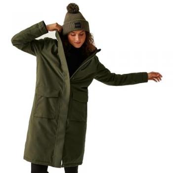 Regatta Women's Breathable Yarli Waterproof Longline Jacket Dark Khaki Black, Size: 12