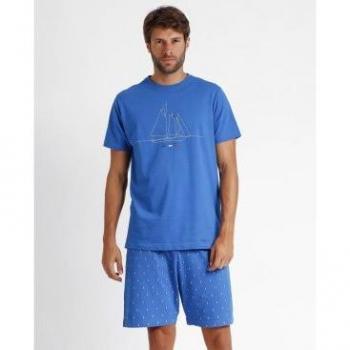 Pijama Manga Corta Sailing para Hombre Antonio Miro Azul