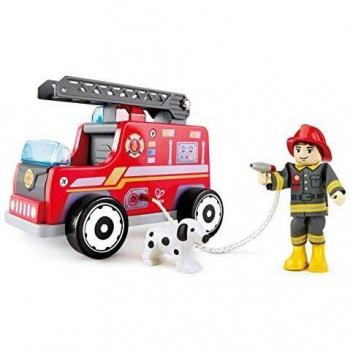 Hape E3024 Wooden Fire Truck with Firefighter and Dog