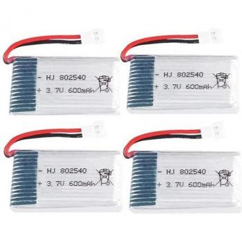 Set de Baterías LiPo Recargables 3.7V 600mAh - Compatible con Drones Syma X5, X5C, Cheerson CX-30W, WLtoys F949 - Alta Capacidad -