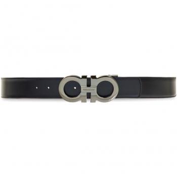 Ferragamo Men's Gancini Leather Belt - Black, Size 115 (670270)