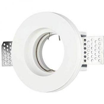 Portafaretto LED Empotrable Redondo GU10 y GU5.3 en Yeso Blanco, Diámetro 103mm