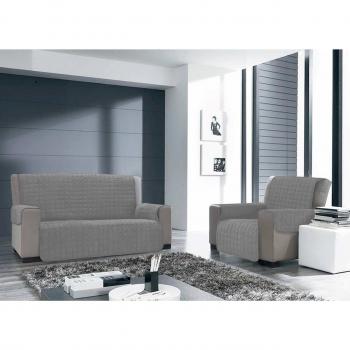 Funda de sofá 2 plazas acolchada con tiras, gris oscuro, 113x55 cm