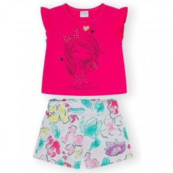 CONJUNTO DE BEBÉ NIÑA - CAMISETA CON VOLANTES Y SHORT ESTAMPADO
