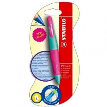 Stabilo Easyergo - Portaminas ergonómico, 1,4 mm, versión para zurdos, color turquesa y rosa