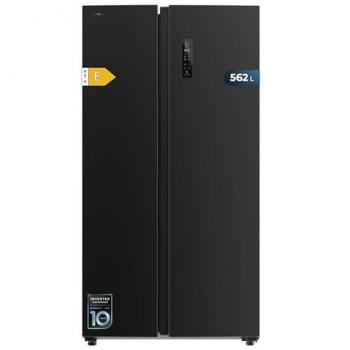 Frigorífico Americano Inox Oscuro Cecotec Bolero CoolMarket SBS 562 - Compresor Inverter Plus, 562L, No Frost, Multiairflow, Clase E, Fast Cooling