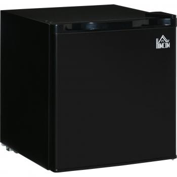 HOMCOM Mini Nevera con Congelador 46L Rejilla Ajustable Puerta Reversible Bajo Consumo 44,5x46,5x49,8 cm Negro