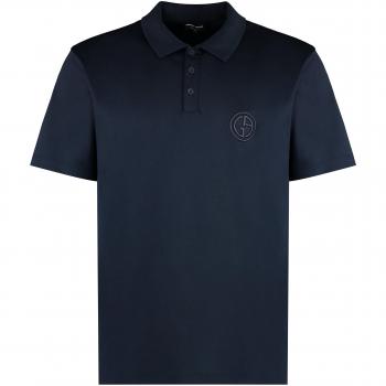 Giorgio Armani Men's Short Sleeve Cotton Polo Shirt in Blue | Size 52 | 3DSF70SJTKZ Color UBWF