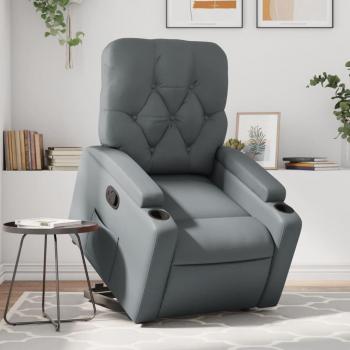 Silla elevadora reclinable de cuero artificial gris Vidaxl