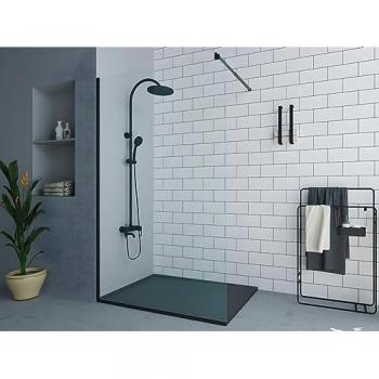 Mampara de ducha italiana negro mate estilo industrial 120x200 cm - DAREN