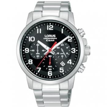 Reloj Lorus Hombre Cronógrafo Deportivo Acero Inoxidable 10 ATM Esfera Negra