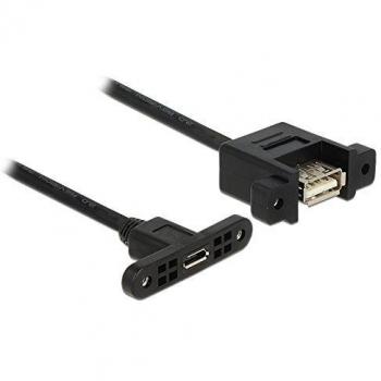 Cable USB 2.0 Micro B a A, 1 m, montaje en panel, color negro