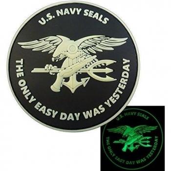 LEGEEON Glow Dark US Navy Seals The Only Easy Day Was Yesterday DEVGRU Morale PVC Fastener Patch