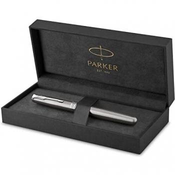 Pluma Estilográfica Parker Sonnet Acero Inoxidable con Acabado en Paladio Punta Media - Caja de Regalo